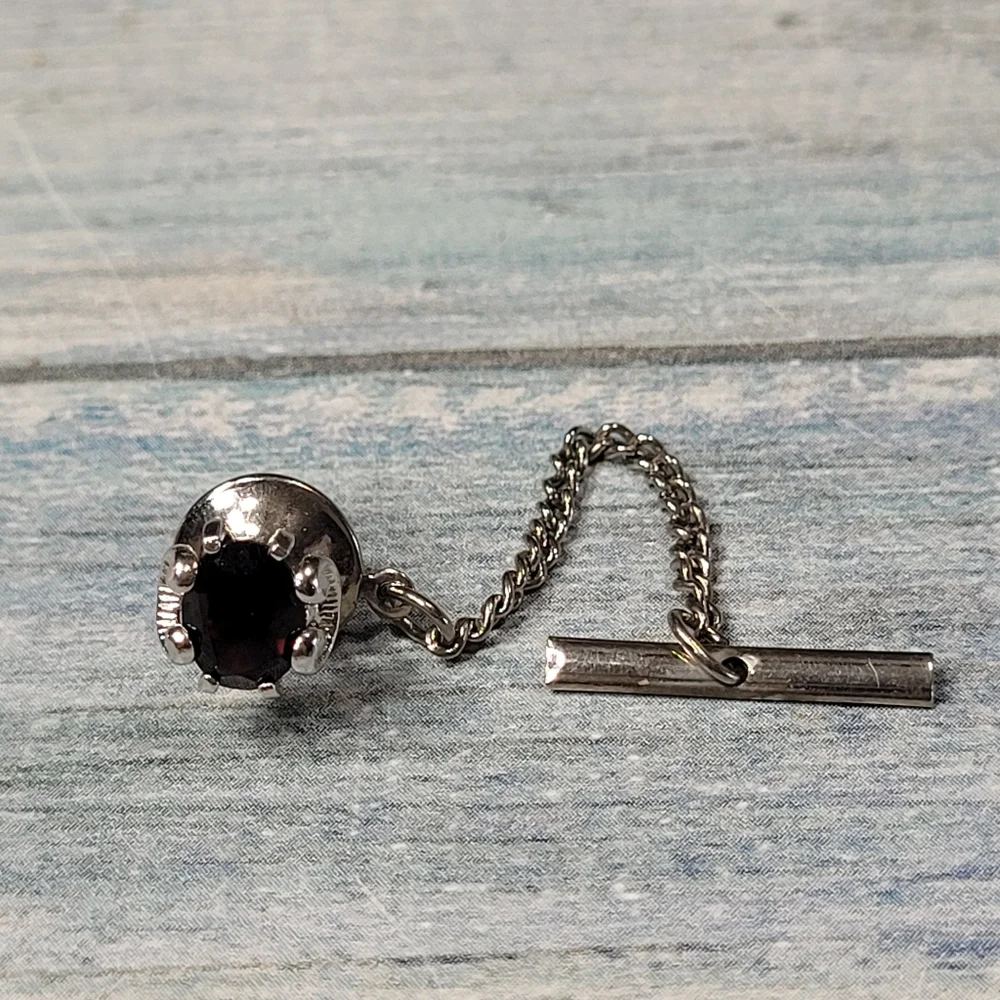 Elegant Silver and Dark red Tie Pin.